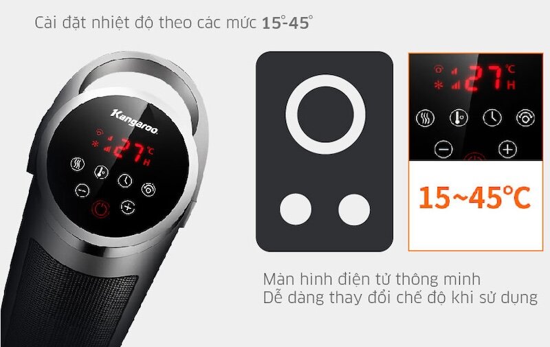 Những ưu điểm vượt trội của máy sưởi gốm Kangaroo KGFH06 (Ảnh: Kangaroo).