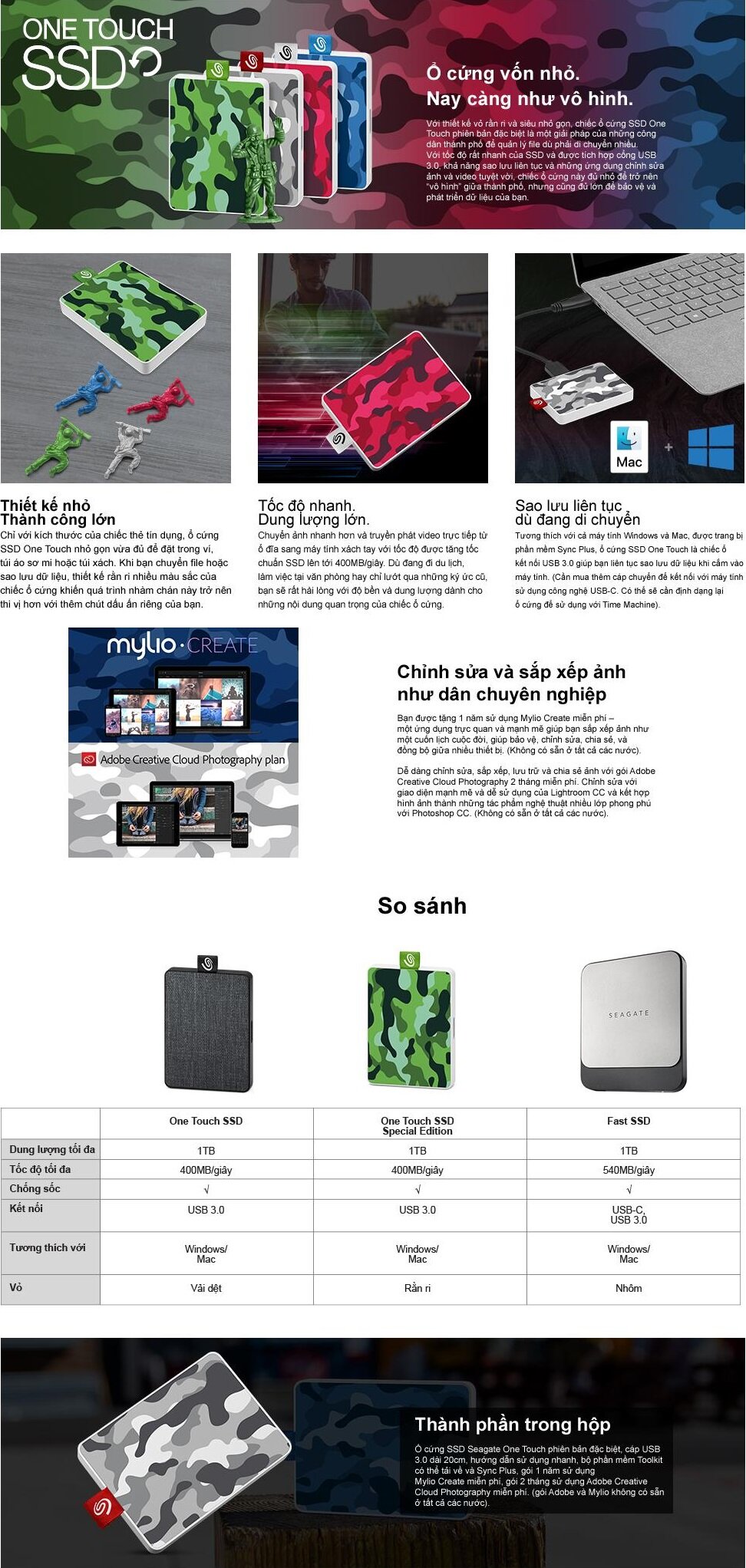 Ổ cứng gắn ngoài SSD USB 3.0 2.5 inch Seagate One Touch Camo 