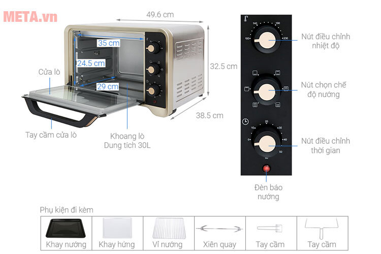 Lò nướng Sanaky VH-309N2D 30 lít