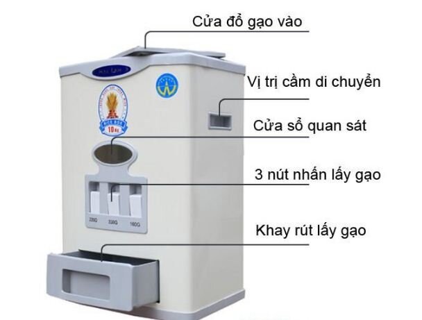 thùng đựng gạo thông minh Hoa Lan 10kg