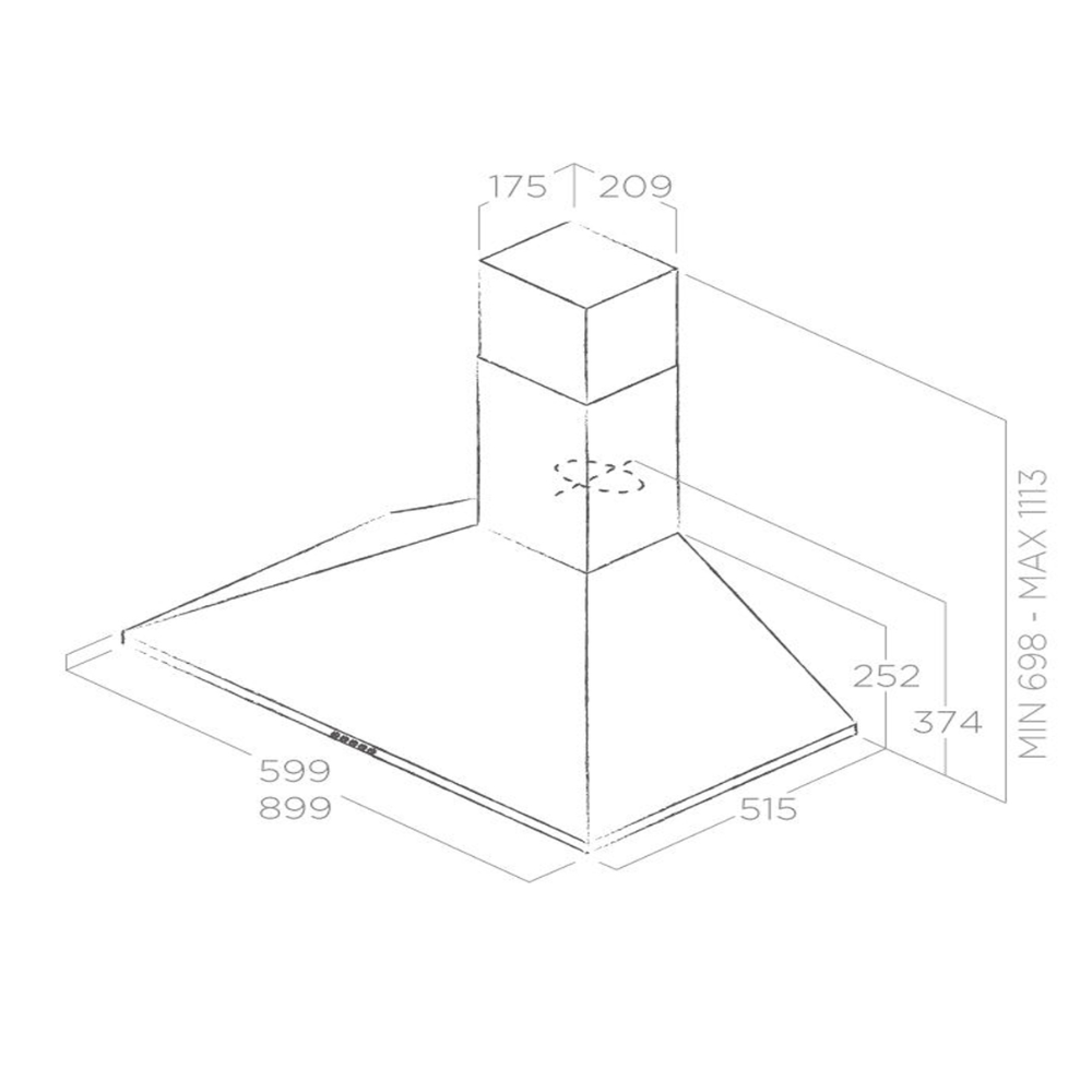 Bản vẽ máy hút mùi áp tường ELICA TAMAYA PB IX/A/60