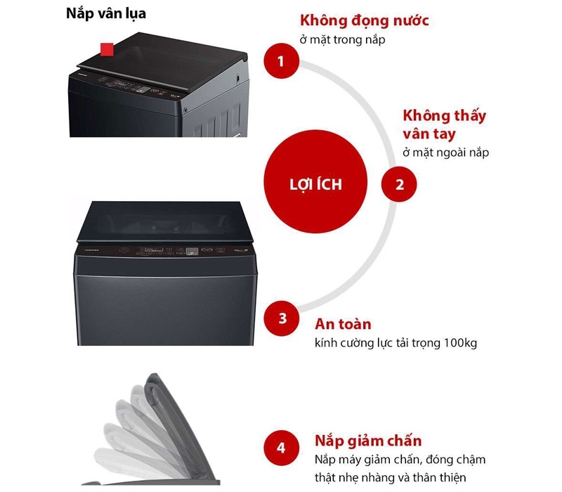 Máy giặt Toshiba 10kg AW-DM1100JV(MK) 3 Máy giặt Toshiba 10kg AW-DM1100JV(MK) nắp chống sập