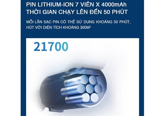 Máy có thể hoạt động trong 50 phút liên tục Máy có thể hoạt động trong 50 phút