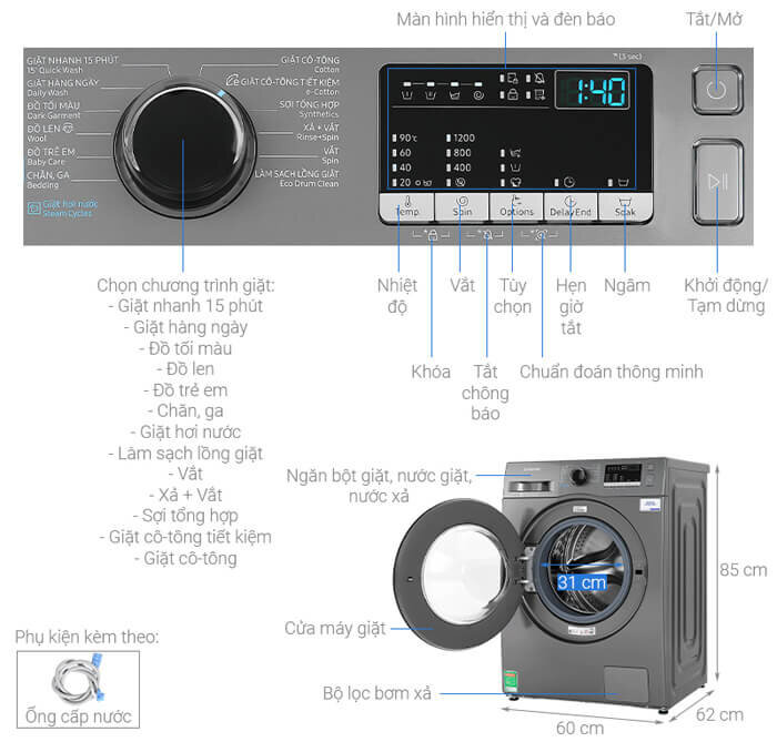 Máy giặt Samsung WW95J42G0BX/SV