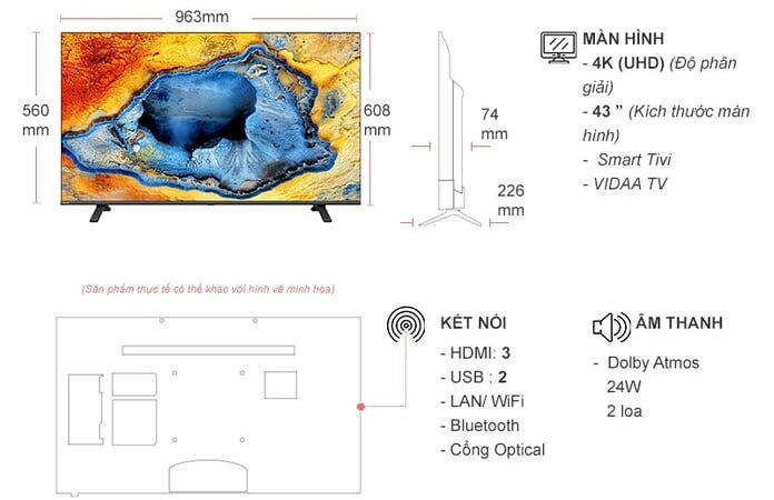 Smart Tivi Toshiba 4K 43 inch 43E330NP