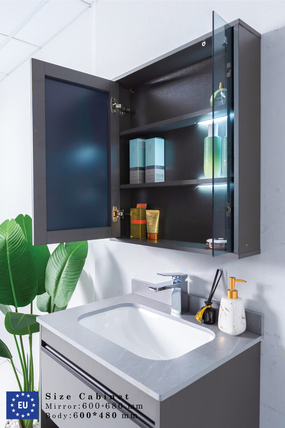 Bộ tủ chậu và tủ gương MOWOEN MW6618-60