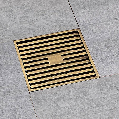 Phễu thoát sàn bằng đồng 10x10cm Kanly GCP11