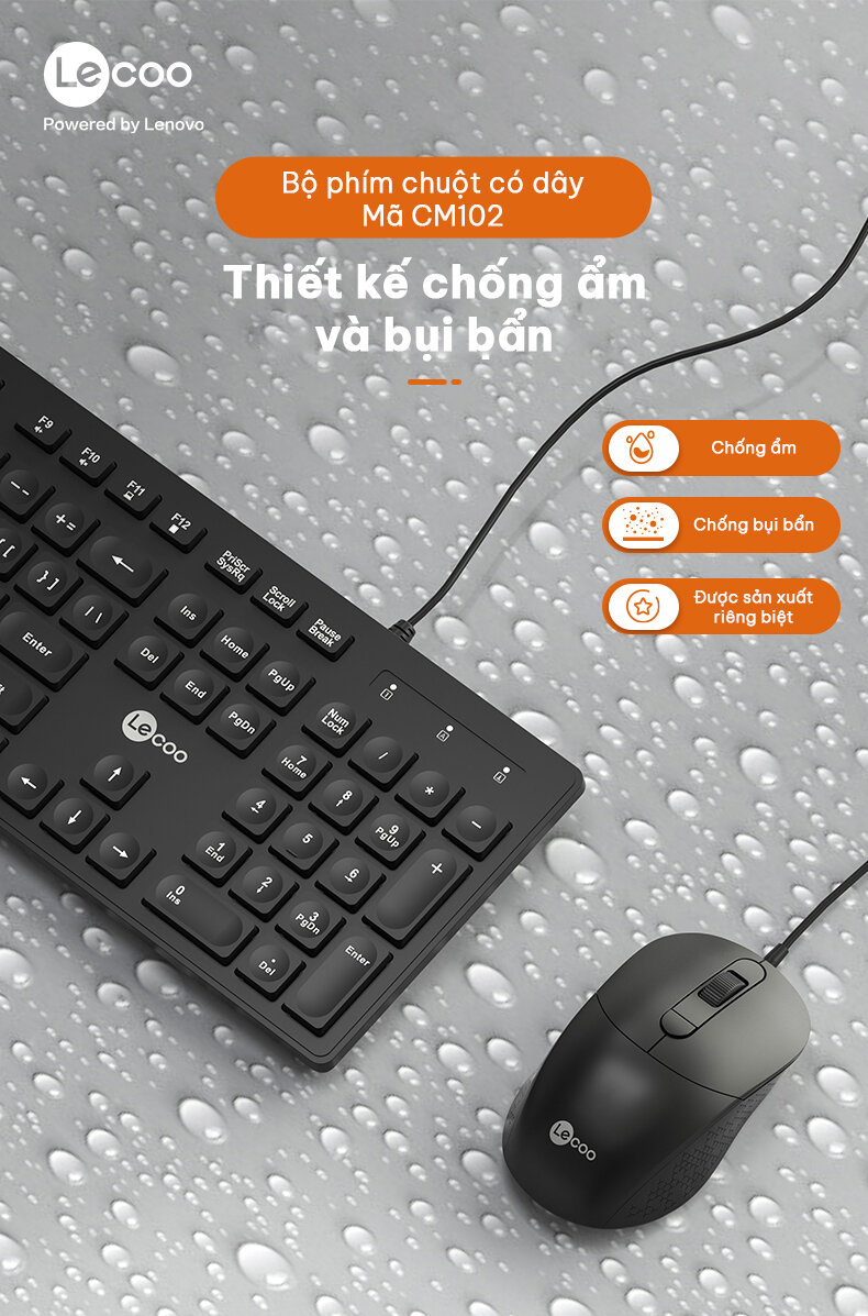 Bộ Bàn phím chuột Lecoo CM102 đen 3