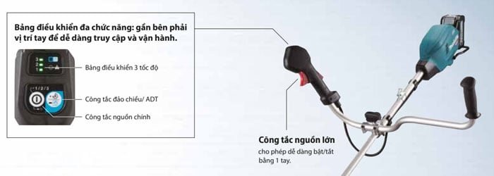 Máy cắt cỏ dùng pin 40V Max Makita UR006GZ02 có bảng điều khiển trực quan, dễ dùng