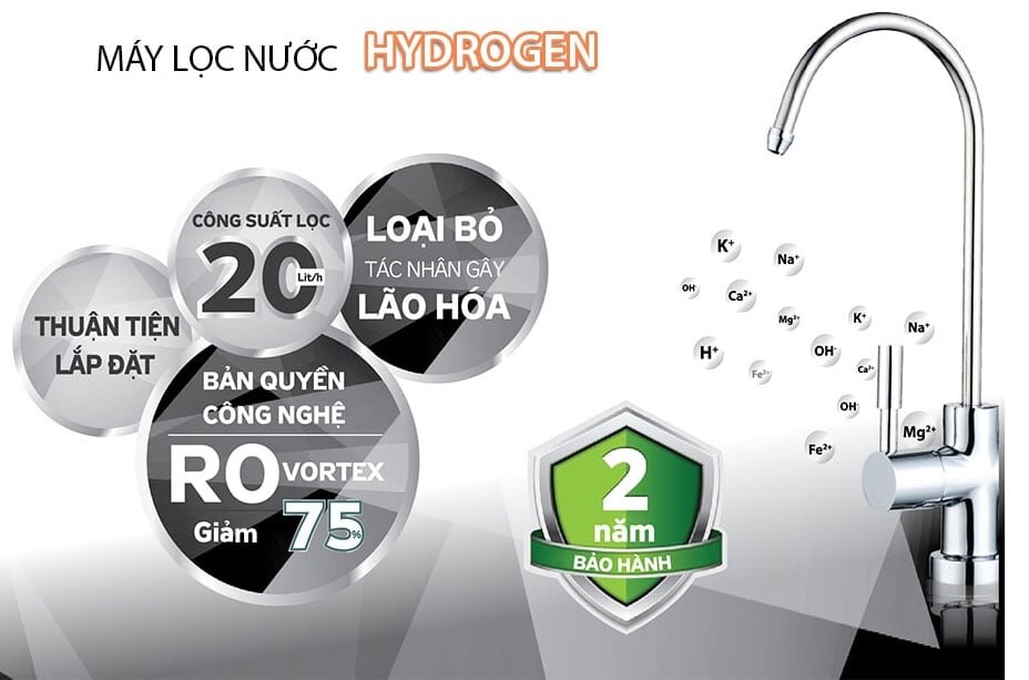 Máy lọc nước RO Kangaroo Hydrogen KG100HG có khả năng tạo nước hydrogen