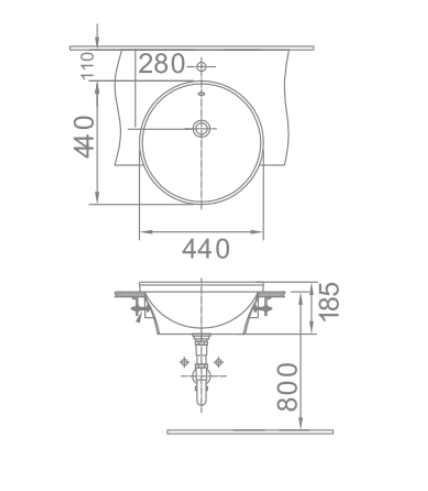Bản vẽ kỹ thuật chậu rửa Lavabo bán âm American Standard VF-0333