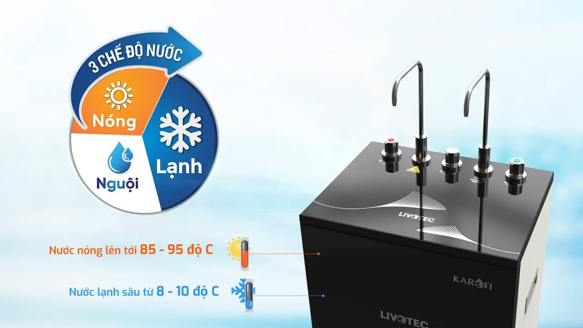 Máy lọc nước nóng lạnh Karofi Livotec 629 có 3 chế độ nước