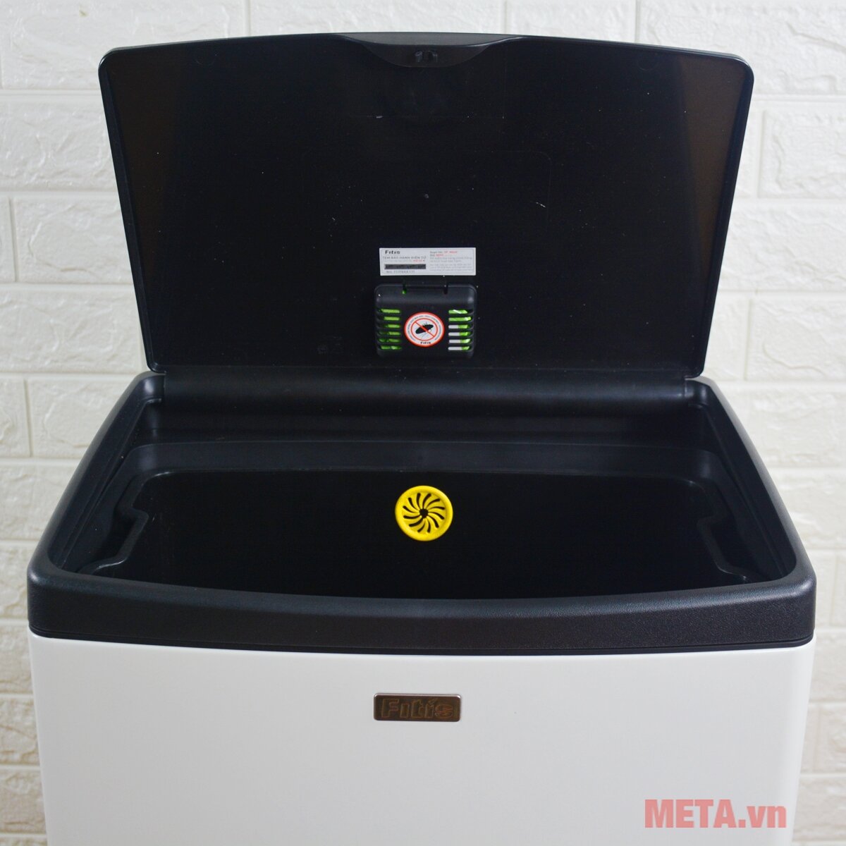 Thùng rác inox nhấn vuông lớn Fitis Mega STL2-904 - 40 lít (Trắng)