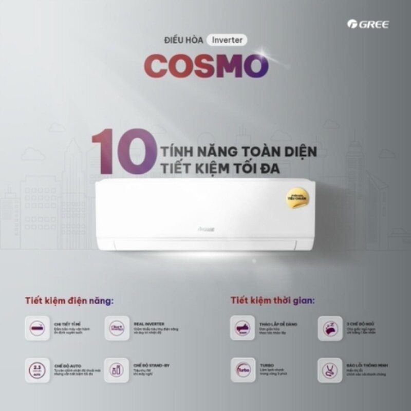 Điều hòa Gree Inverter 18000 BTU 1 Chiều COSMO18CI