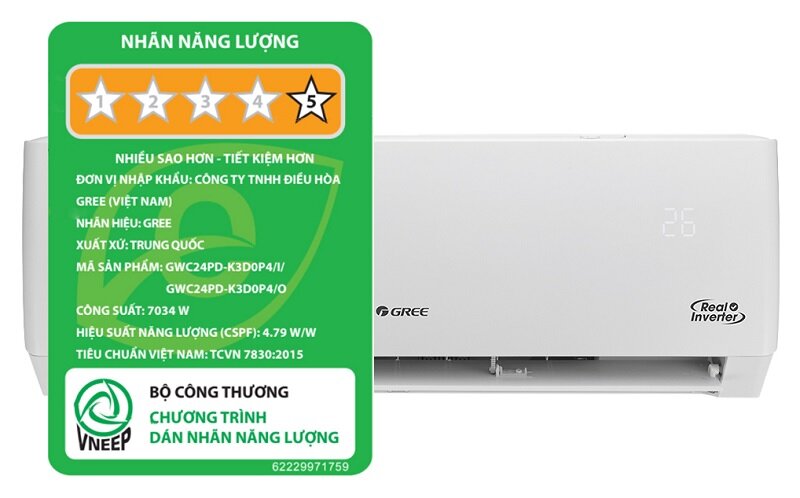 Điều hòa Gree 24000 BTU 1 chiều Inverter GWC24PD-K3D0P4 tiết kiệm điện