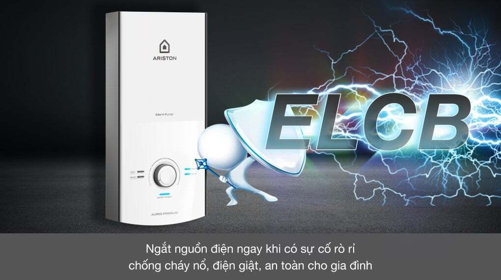 Máy nước nóng trực tiếp Ariston Aures Premium 4.5 có cầu dao chống giật Auto ELCB Máy nước nóng trực tiếp Ariston Aures Premium 4.5 có cầu dao chống giật Auto ELCB