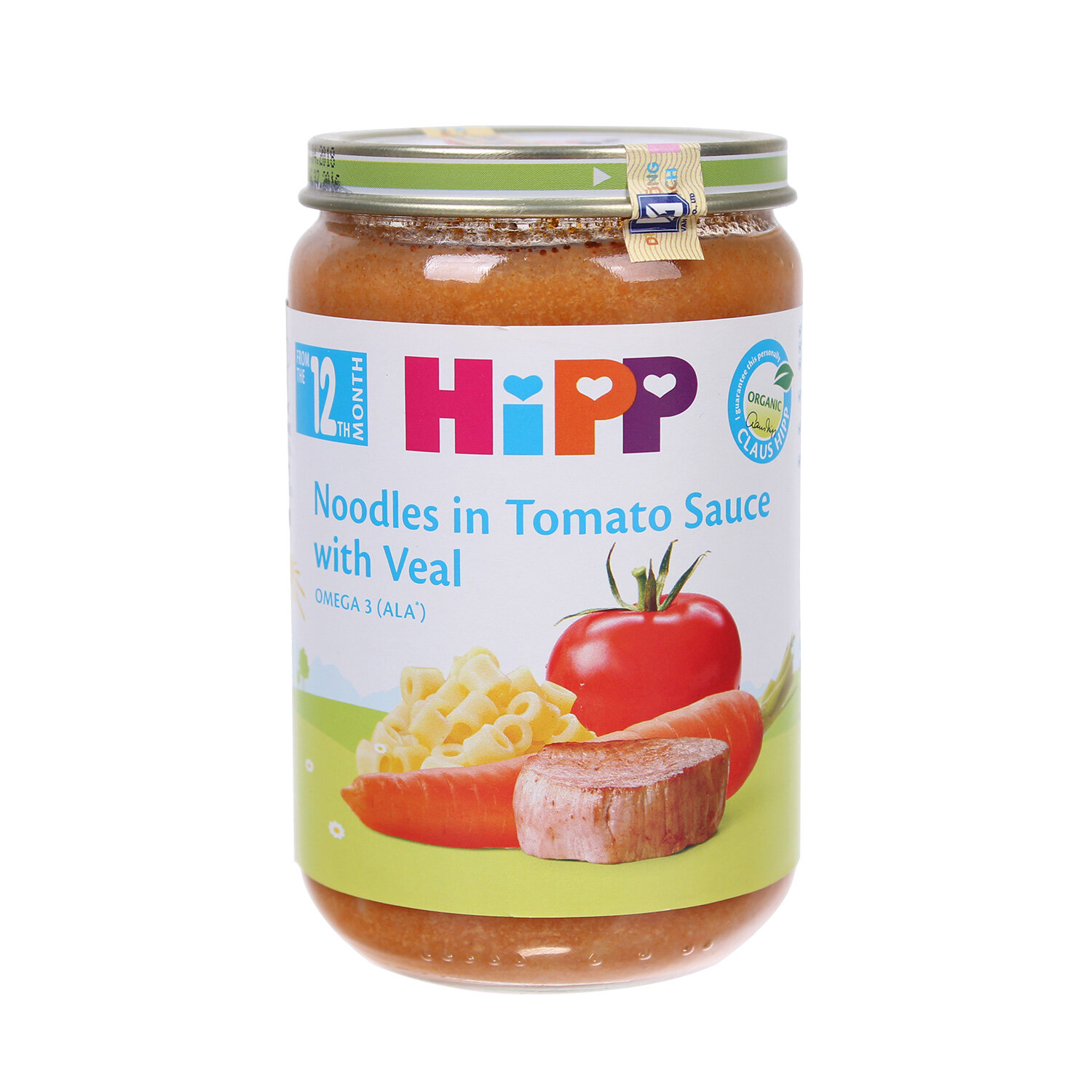 Dinh dưỡng đóng lọ Hipp Thịt bê, Mì sợi, Cà chua 6833 (220g)  Dinh dưỡng đóng lọ Hipp Thịt bê, Mì sợi, Cà chua 6833 (220g)