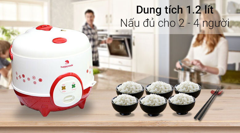 Nồi cơm điện Happycook 1.2 lít HC-120 Đỏ