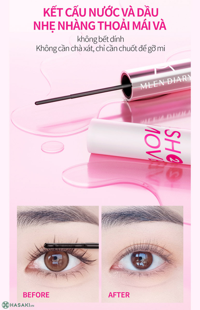 Sản phẩm Mascara Mlen Diary 2 Đầu Keo Dán Mi + Dung Dịch Tháo Mi hiện đã có mặt tại Hasaki