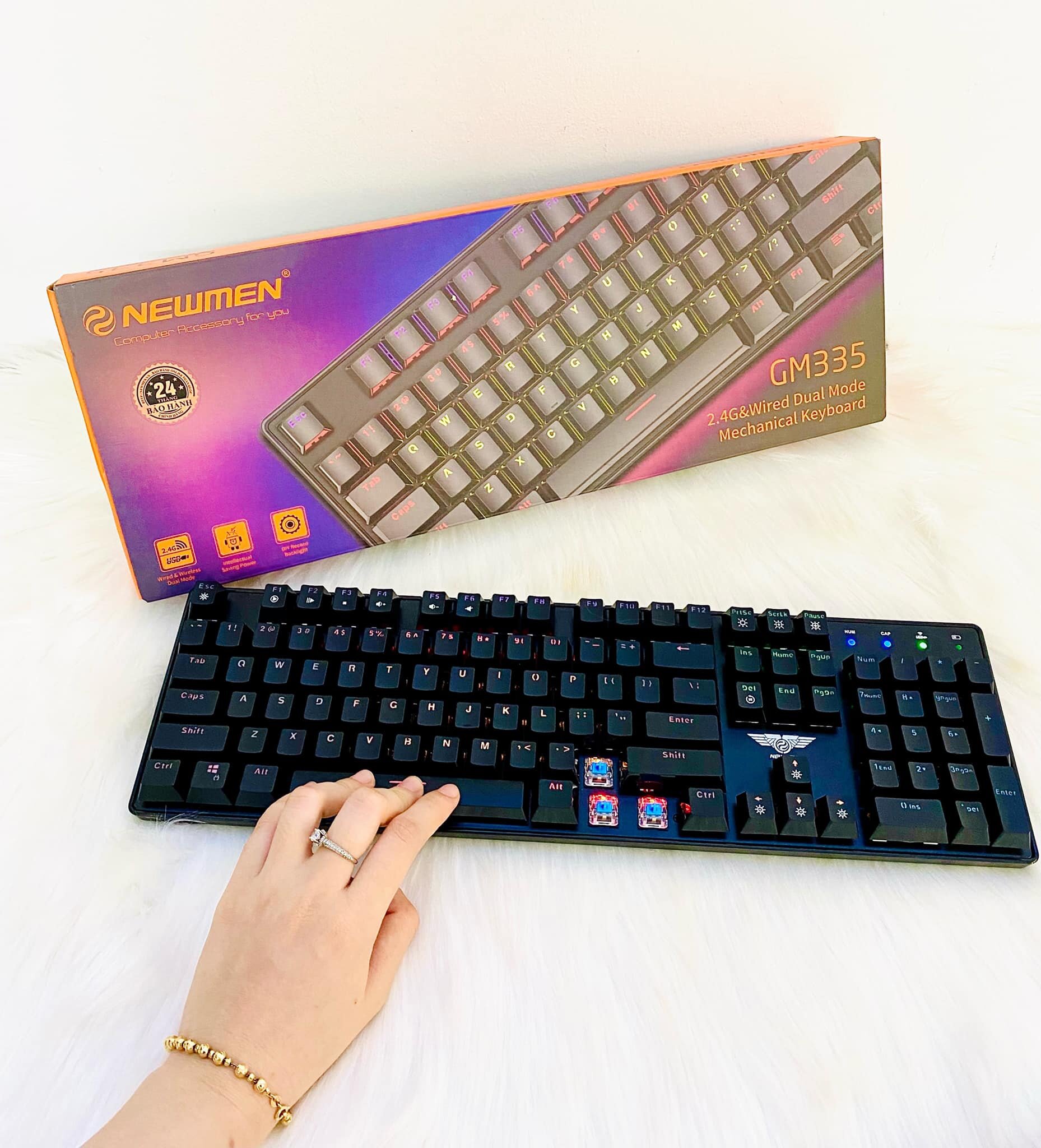 Bàn phím cơ không dây Newmen GM335 Dual Mode Blue sw (USBC/RGB/Pin sạc) 4