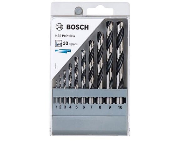 Hình ảnh bộ mũi khoan sắt đa năng Bosch HSS PointTeQ 10 mũi 1-10mm 2608577348