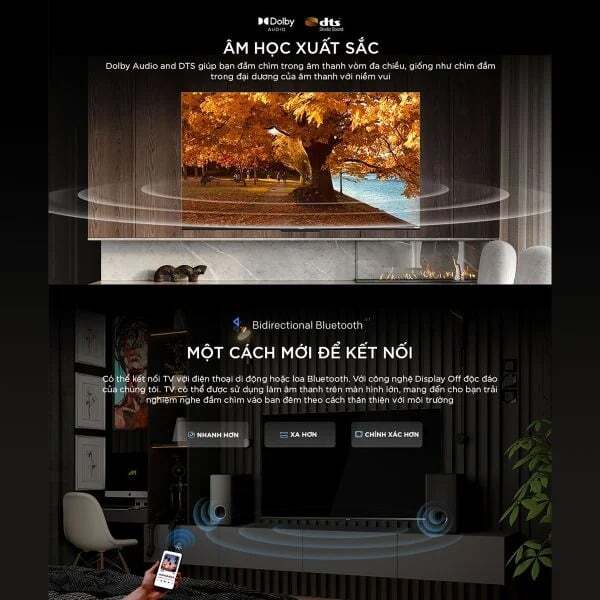 Âm thanh vòm chuẩn rạp chiếu phim Google TV Coocaa 55Y68