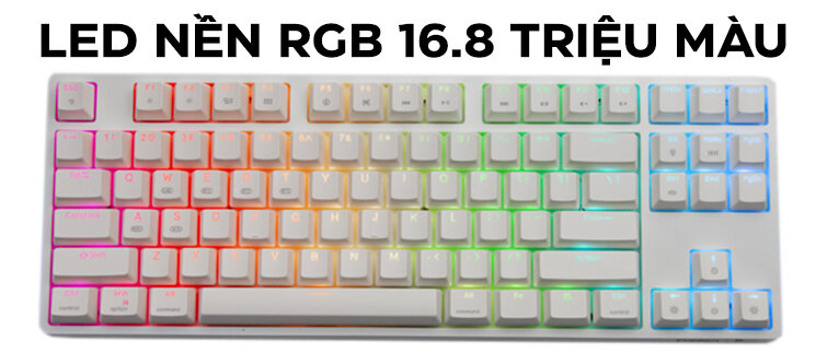Bàn phím cơ không dây Fuhlen T87S RGB trắng Red sw (USBC/Bluetooth/3 Modes)