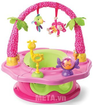 Ghế tập ngồi 3 giai đoạn có thanh đồ chơi (Hồng) SM13305