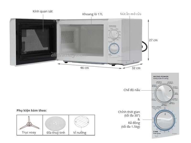 Lò vi sóng Sanyo EM-G205AW 17 lít Lò vi sóng Sanyo EM-G205AW 17 lít
