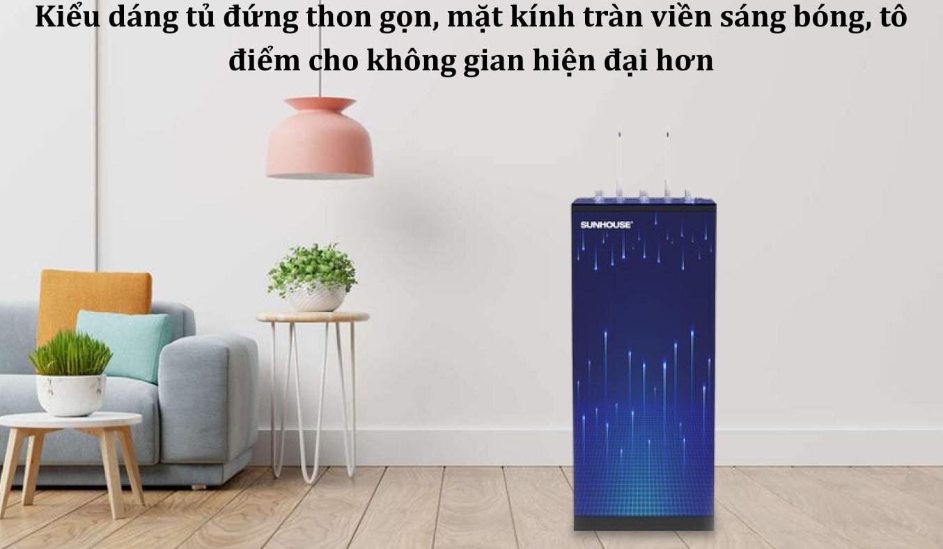 Máy lọc nước nóng lạnh RO Sunhouse 10 lõi SHA76216CK có kiểu dáng sang trọng, hiện đại