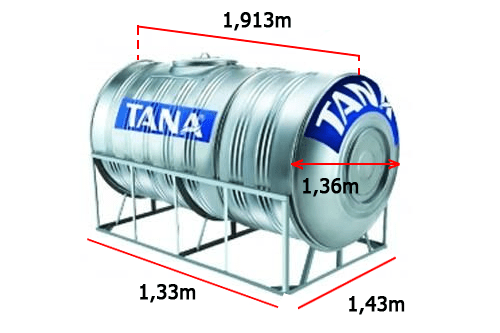 Bồn nước inox Tân Á ngang TA2500 (Ф1360) - 2500 lít