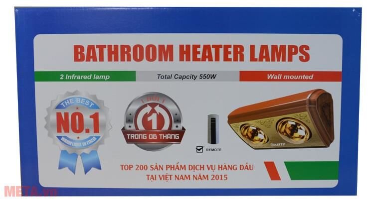 Đèn sưởi nhà tắm 2 bóng Moletty M-02HR (có điều khiển từ xa)
