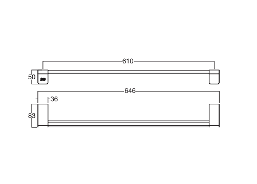 Bản vẽ kỹ thuật thanh treo khăn Evolution American Standard Acacia K-1393