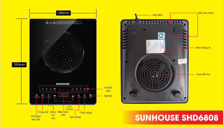 Bếp từ dương 1 vùng nấu Sunhouse SHD6808