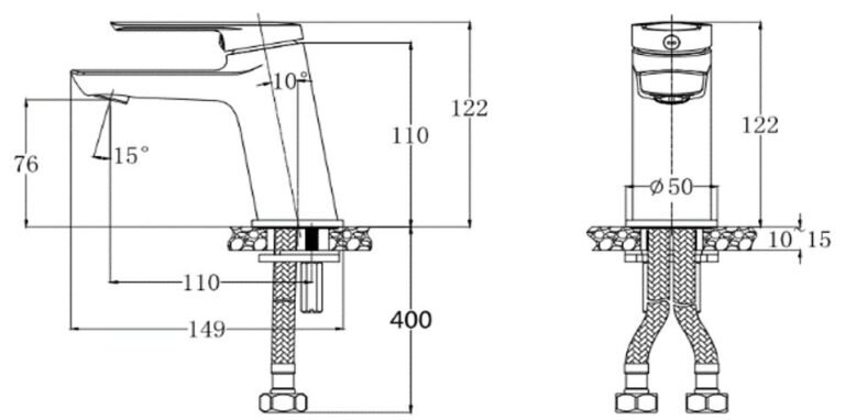 Bản vẽ kỹ thuật vòi chậu lavabo CAESAR B120CP