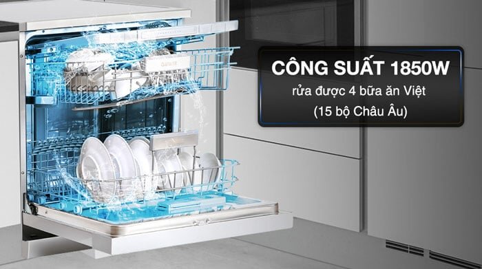 máy rửa chén độc lập có sấy Galanz W60B1A401M-AE5(SS) hoạt động với công suất mạnh mẽ