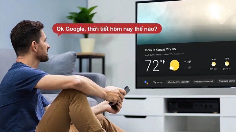 Google Tivi TCL 4K 75 inch 75P635 điều khiển bằng giọng nói