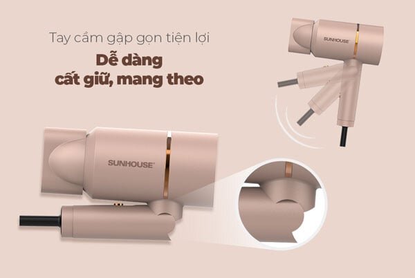 máy sấy tóc Sunhouse SHD2313 có tay cầm gập gọn dễ dàng