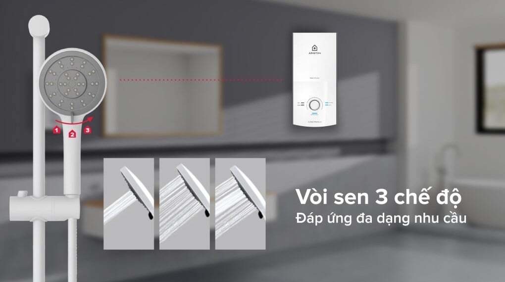 Máy nước nóng trực tiếp Ariston Aures Premium 4.5 có kèm vòi sen 3 chế độ Máy nước nóng trực tiếp Ariston Aures Premium 4.5 có kèm vòi sen 3 chế độ