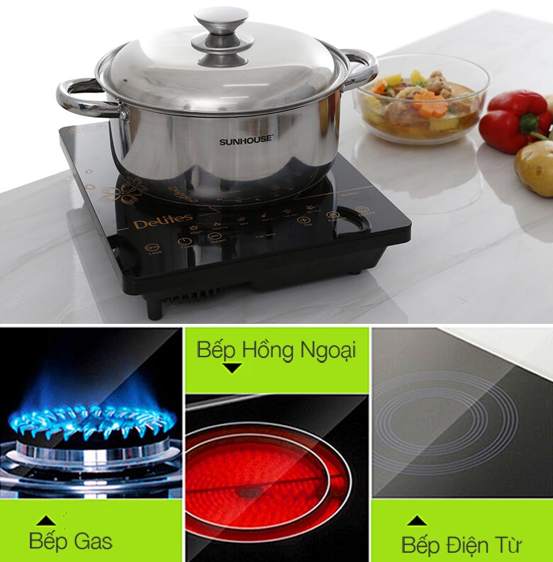 Bộ 2 nồi inox 3 đáy nắp inox Sunhouse SH332 Bộ 2 nồi inox 3 đáy nắp inox Sunhouse SH332