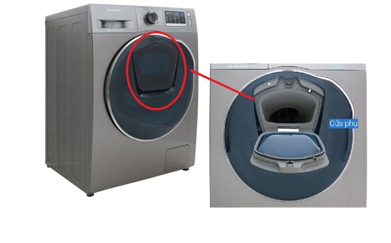 Máy Giặt Sấy Samsung AddWash Inverter 8.5 kg WD85K5410OX/SV cửa phụ