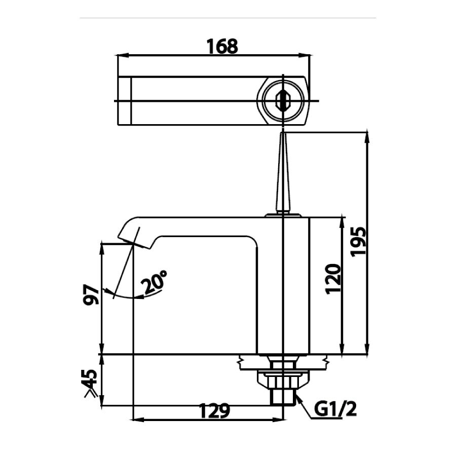 Bản vẽ kỹ thuật vòi lavabo COTTO CT1181J nước lạnh