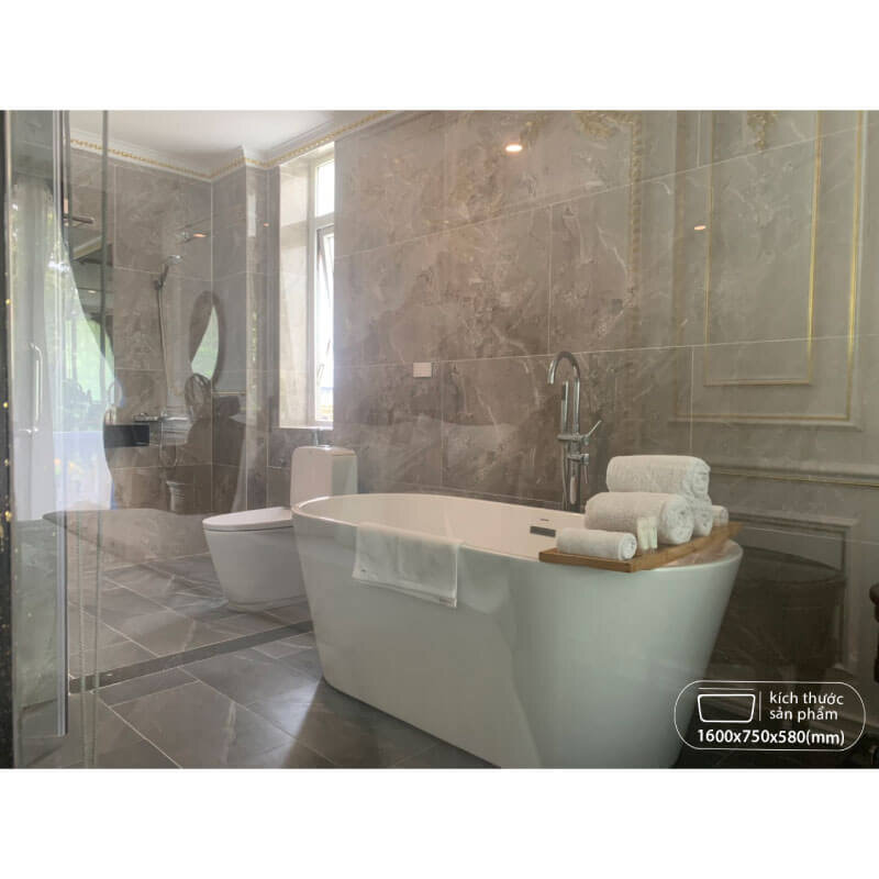 Bồn tắm đặt sàn 1.6m MOWOEN MW8201-160 lắp thực tế