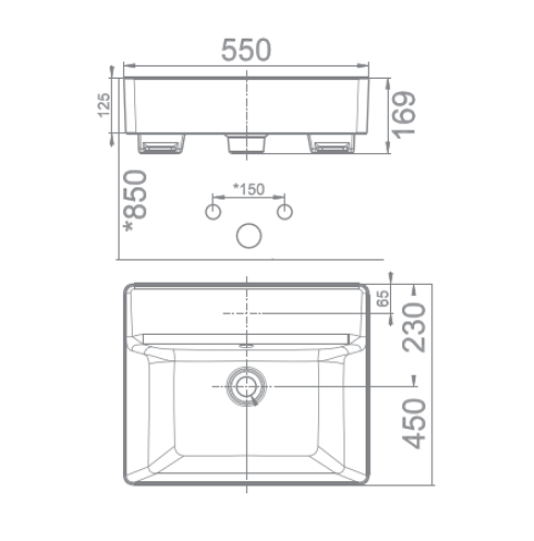 Bản vẽ kỹ thuật chậu rửa mặt lavabo bán âm AMERICAN STANDARD WP-F419