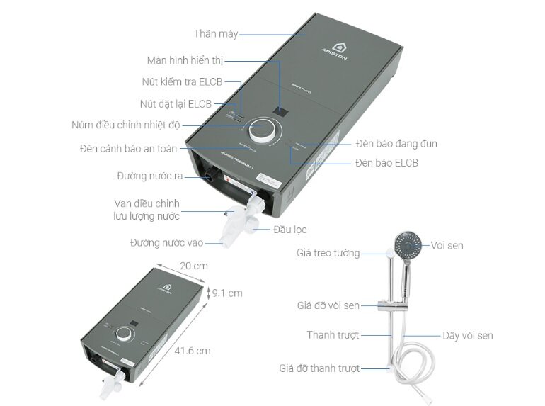 Bình nóng lạnh trực tiếp Ariston Aures Premium+ 4.5P