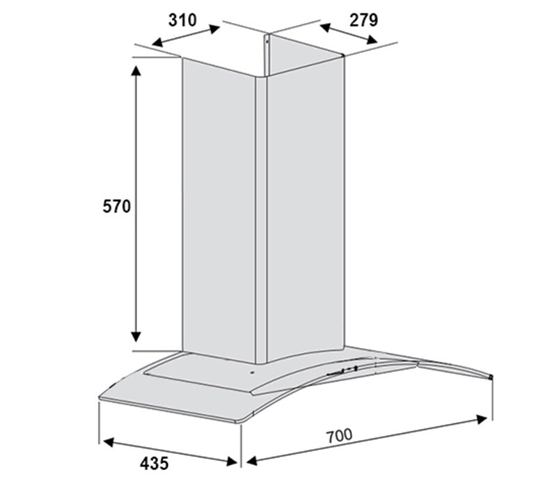 Máy hút mùi kính cong Lorca TA-2001E 70