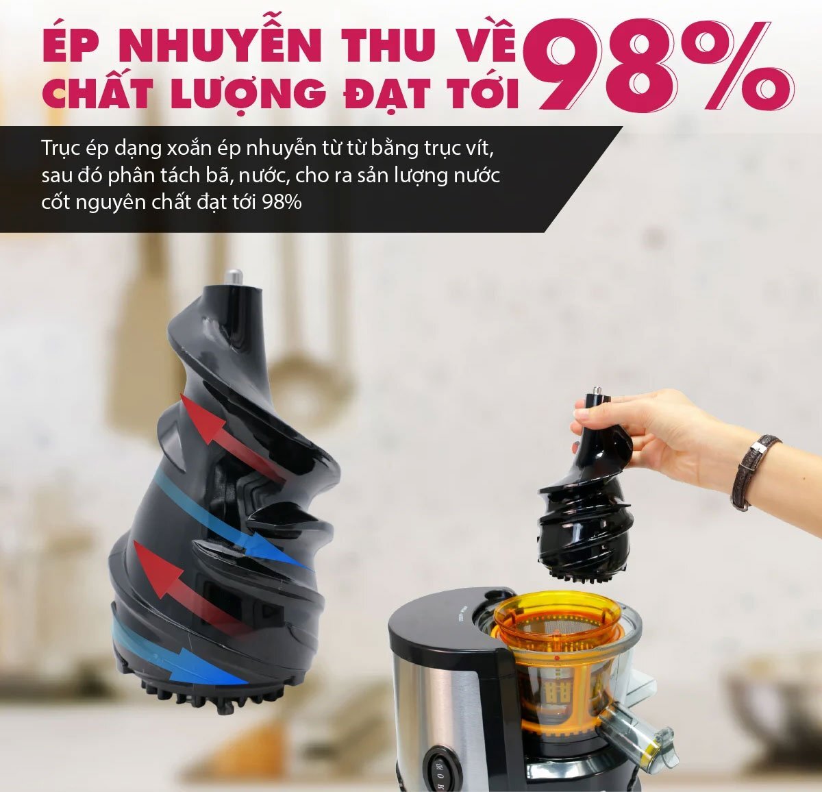 Máy ép rất kiệt bã Máy ép chậm Mishio