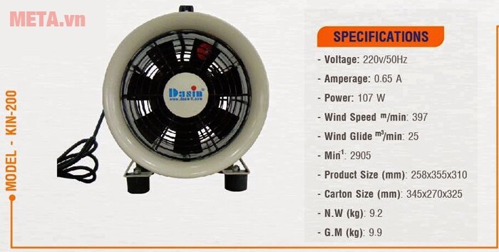 Quạt hút Dasin KIN-200