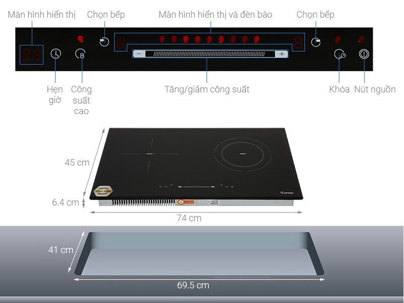 Tổng quan về bếp từ hồng ngoại Rapido RC4200DS (Ảnh: dienmayxanh).