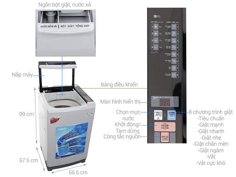 Máy giặt Aqua 8.5 kg AQW-S85AT H Máy giặt Aqua 8.5 kg AQW-S85AT H